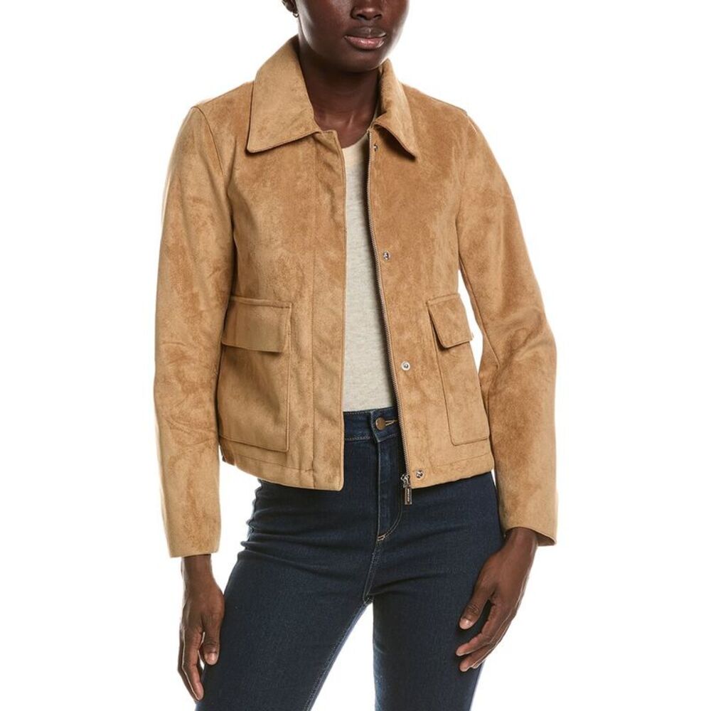 Kenneth Cole Womens Faux Leather Jacket